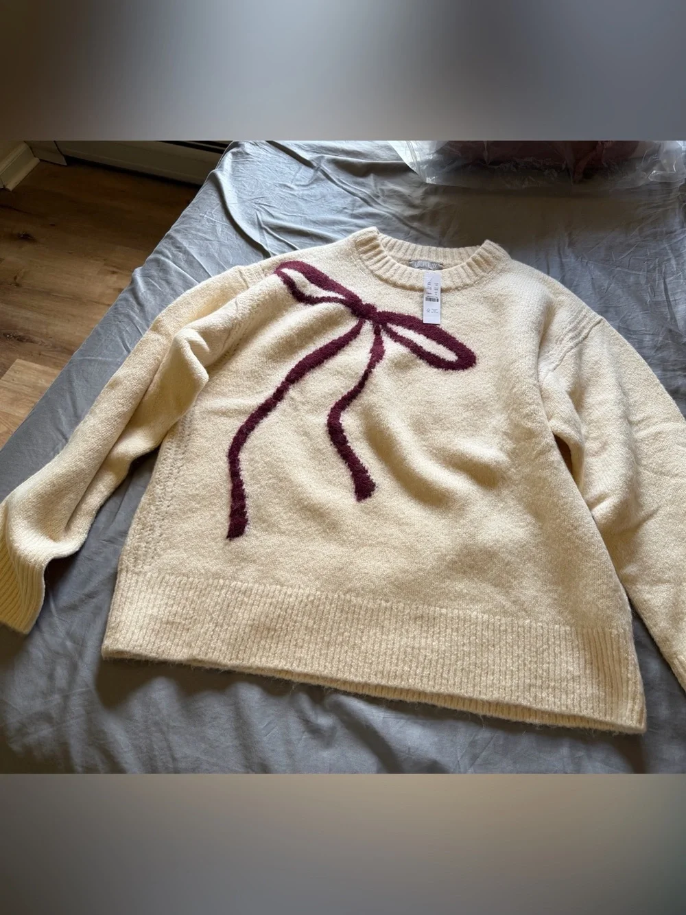 J. Crew Relaxed crewneck pullover in bow print
